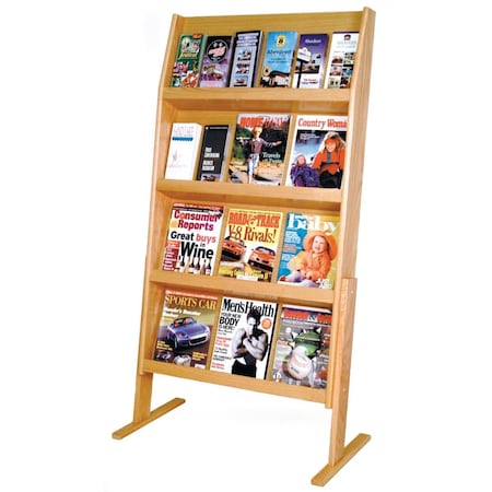 Wooden Mallet 4 x 6 in. Slope 24 Pocket Standing Literature Display Light Oak LD49-24FSLO